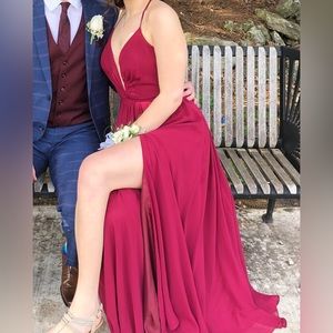 Burgundy evening gown. Worn twice for wedding and a prom, size 8 great condition